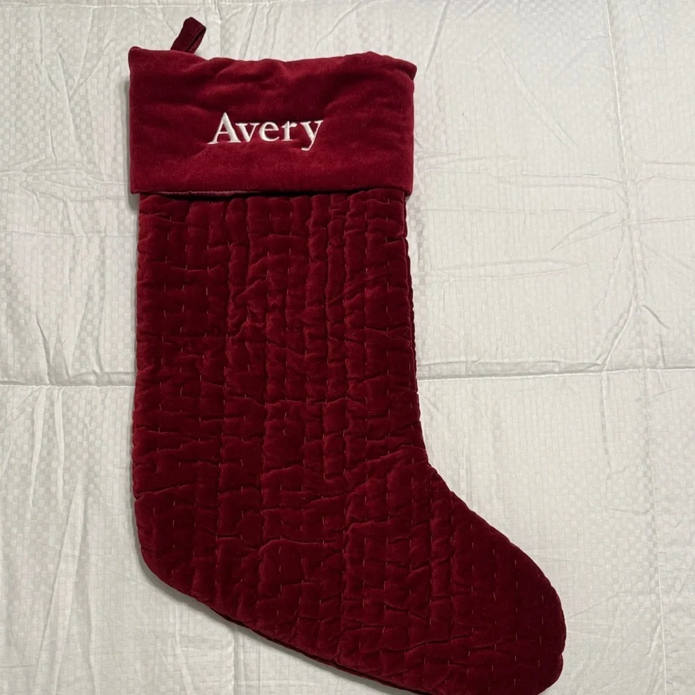 Pottery Barn Red Velvet Holiday Stocking